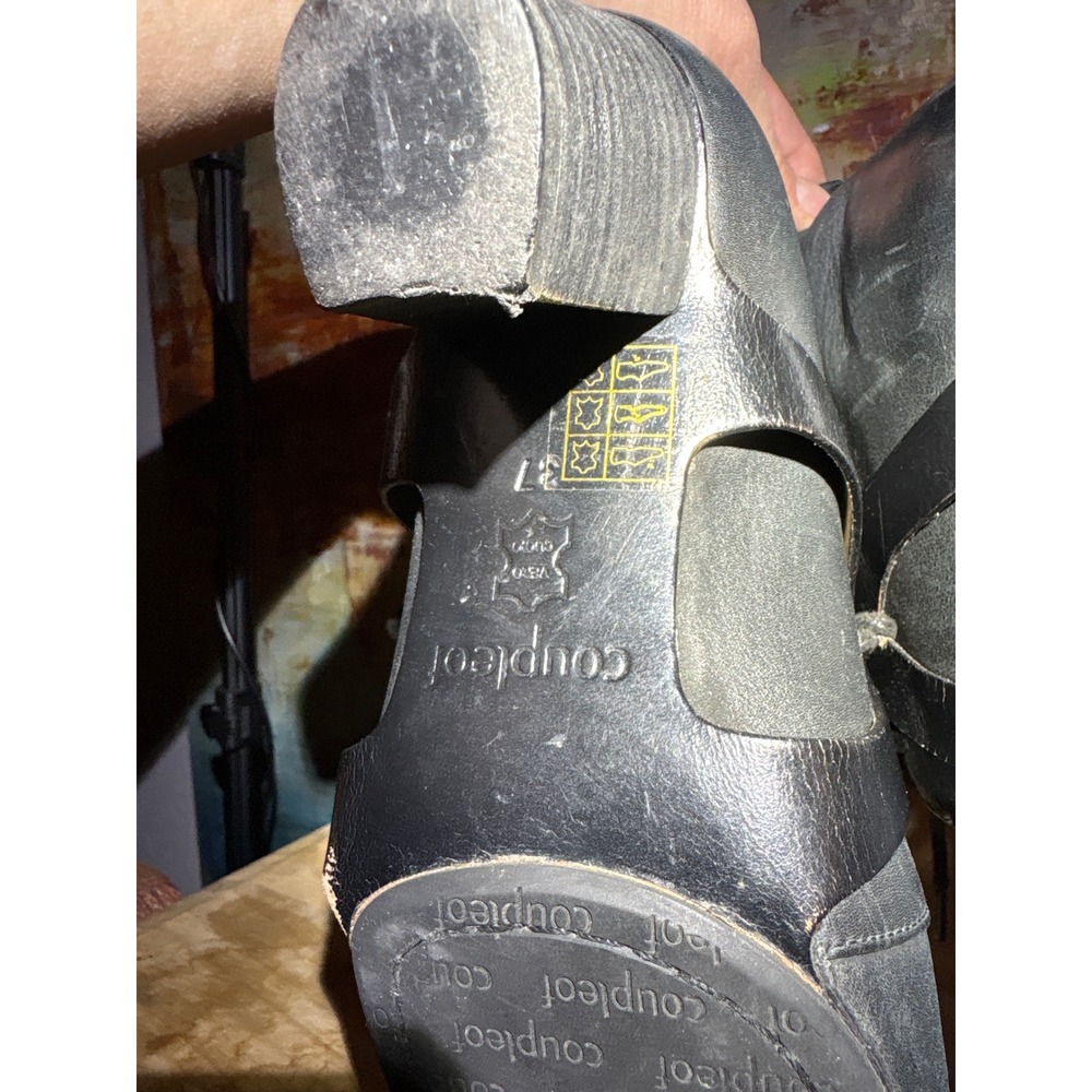RARE Anthropologie CoupleOf Leather Lace Up Ankle Boots Round Toe Strap Detail - Picture 10 of 13